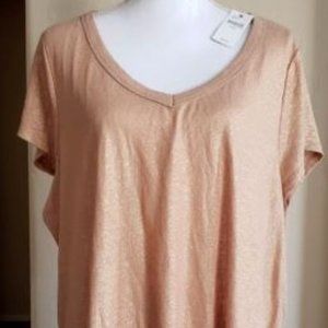 Woman's Plus Size Shimmery Gold V-Neck T